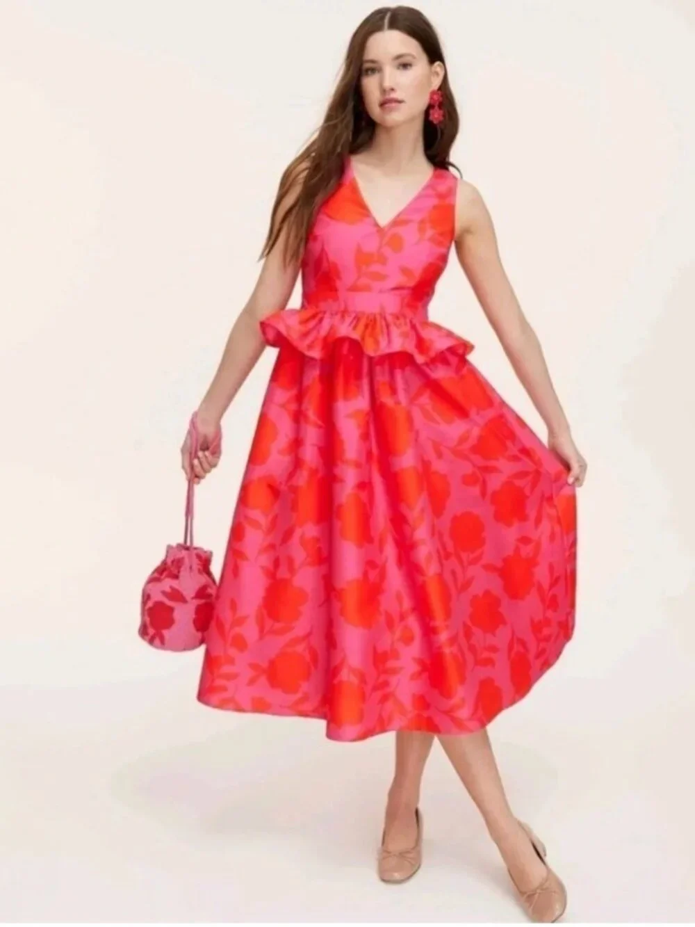 [NWT] Kate Spade x Target Classic Rose Peplum Midi Dress (Size 0)